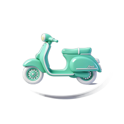 Vintage Vespa Scooter Icon - Mint Green 3D Clay Style