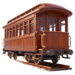 Vintage Wooden Train Car Icon - Classic Railway 3D Render