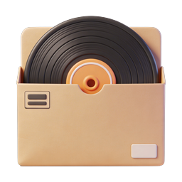Vinyl Record Album Icon - 3D Music Storage Design