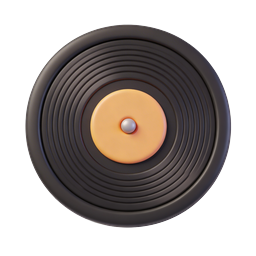 3D Vinyl Record Icon - Realistic Music Disc Illustration