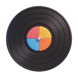 Vintage Vinyl Record Icon | 3D Music Disc Design