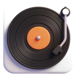 Vinyl Record Player Icon - 3D Music Turntable
