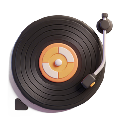 Vinyl Record Player 3D Icon - Retro Music Player Design