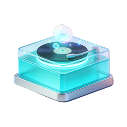 Futuristic Vinyl Turntable 3D Icon with Holographic Audio