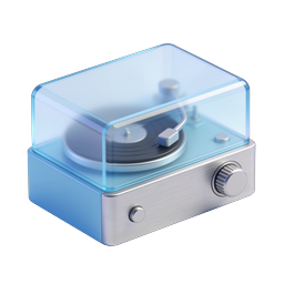 3D Vinyl Turntable Icon - Record Player Design