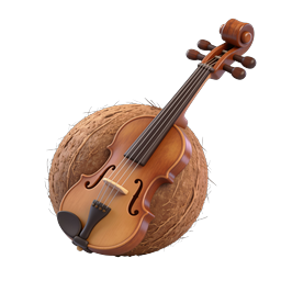 Violin Resting on Coconut - Tropical Music 3D Icon