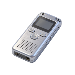 Silver Digital Voice Recorder Device Icon - 3D Audio Equipment