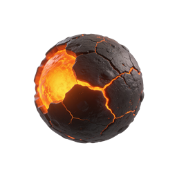 Volcanic Lava Sphere Icon - Molten Rock 3D Render