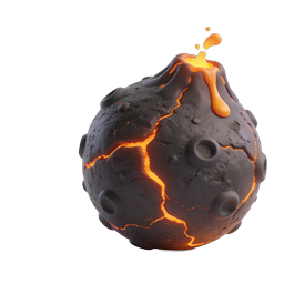 火山隕石球アイコン | 3D ラバファイアボール