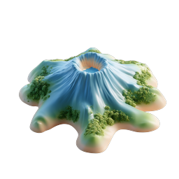 3D Volcanic Mountain Clay-Style Nature Icon