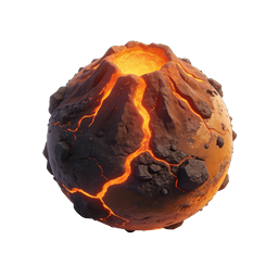 Volcanic Planet Icon - Fiery Molten Lava Sphere 3D