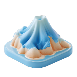 Clay 3D Volcano Icon - Nature Mountain Design