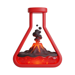 Ícone científico de frasco Erlenmeyer vulcão - Renderizado em 3D