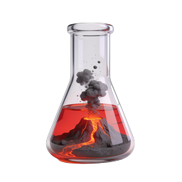 Ícone de frasco erupção vulcânica - Ciência de laboratório 3D