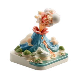 Volcano Eruption Icon - Clay Style Illustration
