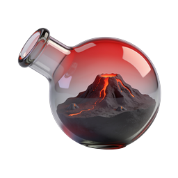 Realistisches 3D-Icon: Vulkan in Glaskolben