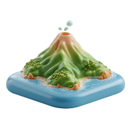 Clay-Style Volcano Island 3D Icon for Nature Designs