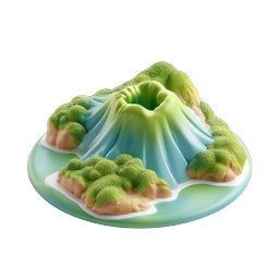Icona 3D Isola Vulcanica - Paesaggio di Cratere Tropicale