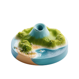 Ícone de Diorama 3D Ilha Vulcânica - Paisagem Natural
