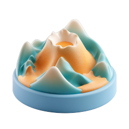 Volcano Mountain Diorama 3D Clay Icon | Nature Landscape