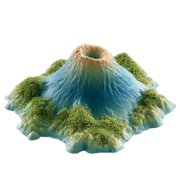 3D Volcano Mountain Icon - Volcanic Peak with Crater