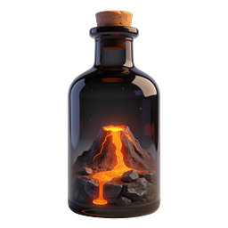 Volcano Potion Bottle Icon - Magical Fantasy Lava Vessel