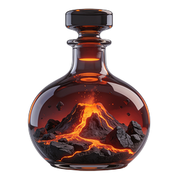 Volcano Potion Bottle Icon - Fantasy Glass Lava Magic