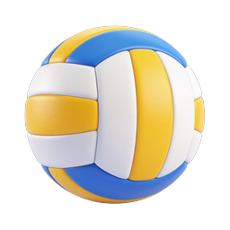 Realistic 3D Volleyball Icon - Blue, White & Yellow
