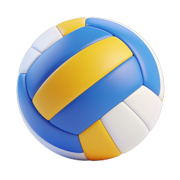Volleyball Ball Icon - 3D Sports Icon | Blue & Yellow