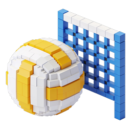 Ícone de rede de vôlei Voxel - Design esportivo 3D isométrico