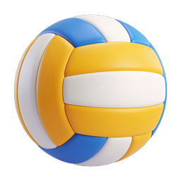 Icono deporte voleibol 3D - balón azul amarillo blanco