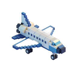 Icono de avión vóxel - aeronave pixel art 3D