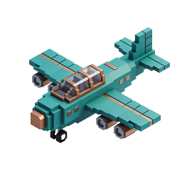 Icône d'avion Voxel - Design d'avion 3D pixélisé