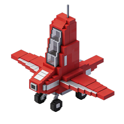 Icona 3D Aeroplano Rosso Voxel - Aereo in Stile Blocchi