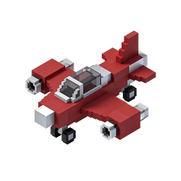 Ícone de Avião Vermelho 3D Voxel - Avião em Pixel Art