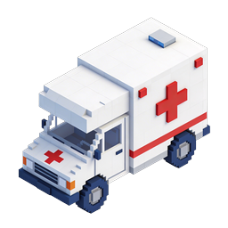 Isometric Voxel Ambulance Icon - 3D Medical Vehicle