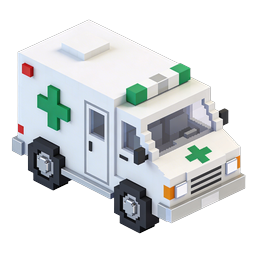 Isometric Voxel Ambulance Medical Emergency Icon