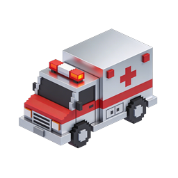 Voxel Ambulance Emergency Medical Icon | Isometric 3D