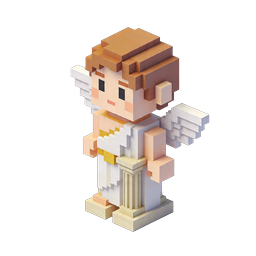Icono 3D de personaje ángel voxel - Querubín tierno de bloques