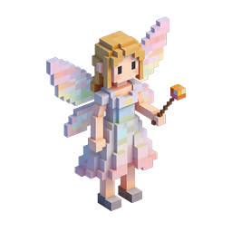Ícone de personagem anjo voxel fofo com varinha mágica 3D