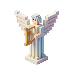 Voxel-Engel mit Harfe 3D-Icon - Isometrische Pixel-Art