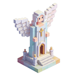 Voxel Angel 3D Icon | Isometric Religious Character