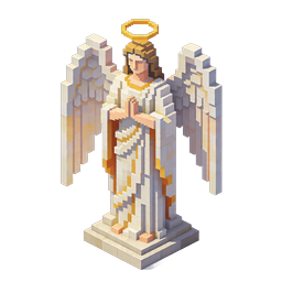 Voxel Angel Icon - Isometric 3D Pixel Art Character
