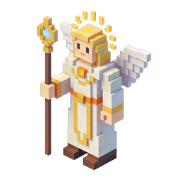Voxel Angel 3D Icon - Isometric Pixel Art Character