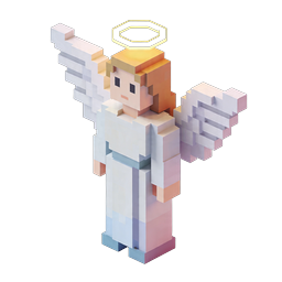 Voxel Angel 3D Icon - Isometric Minecraft-Style Character