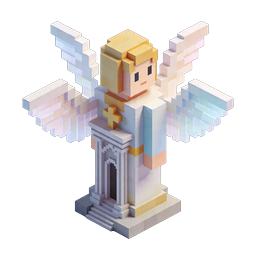 Estátua de Anjo Voxel - Ícone de Pixel Art 3D Isométrico