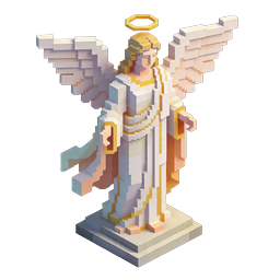 Voxel Angel Statue 3D Isometric Icon for Holiday Designs