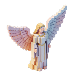 Voxel Angel Statue Icon | 3D Isometric Block Art Design