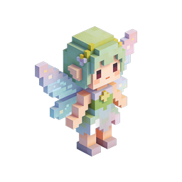 Icône 3D de personnage anime voxel - avatar de jeu chibi