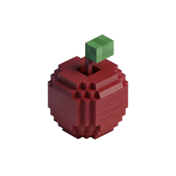 Voxel Apple Icon - 3D Pixel Art Fruit Design